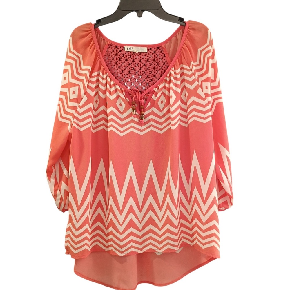 Jolt Boho Blouse V-Neck Tassel Womens Size  Medium Sheer Lightweight‎ Summer Top